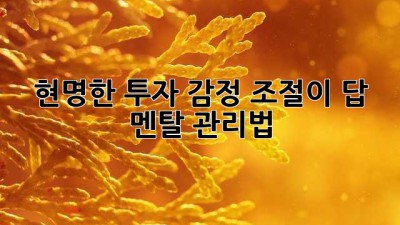 💰 현명한 투자, 감정 조절이 답! 멘탈 관리법 🧘‍♀️