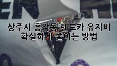 상주시 흥각동 렌트카 유지비, 확실하게 줄이는 방법!